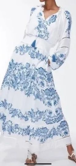 Chico ‘s MAXI DRESS BLOUSON BLOOMS PT DRESSES CLASSIC NAVY