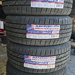 4 NEW TIRES 215/55ZR17 AMERICAN ROAD STAR  $340  PLUS TAX 🐝 🛞 FREE INSTALLATION 🐝 🛞