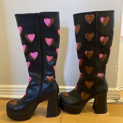 Retro Style Gogo Boots With Hearts Dolls Kill- Vegan