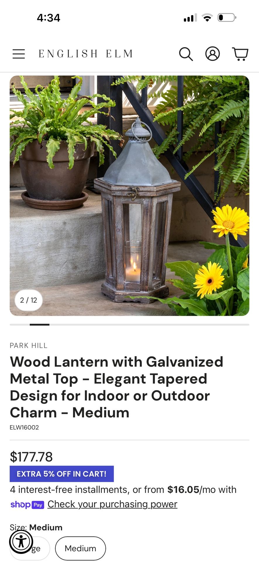 Pottery Barn Park Hill Lantern