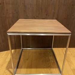 Modern Teak And Metal Side Table