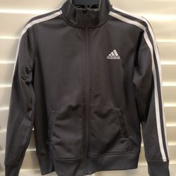 Addidas Boys Full Zip Gray Track Jacket Size S