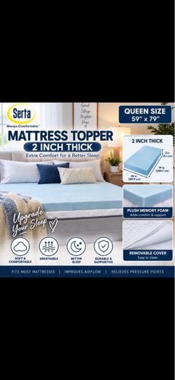 Serta Queen 2” Memory Foam Mattress Topper