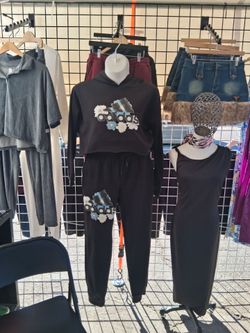 Black Crop Top Jogger Set