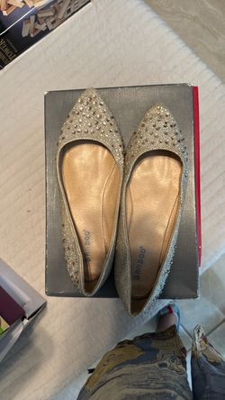 Bamboo Gold Glitter Rhinestone Pointed-Toe Flats