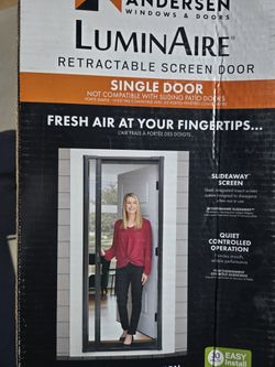 36 in. x 80 in. LuminAire Single Entry Door 32 in.-36 in. Universal Handed Aluminum Retractable Screen Door