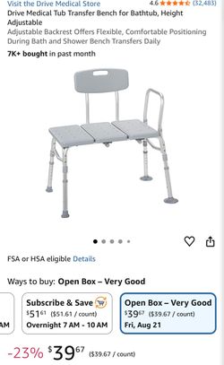 Shower Bench- Transfer Bench for Bathtubs and Showers