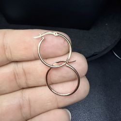 925 Silver ( Rose gold Over Silver) Hoop Earrings 20mm