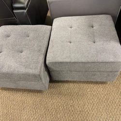 Fabric Square Storage Ottoman Module with Storage for Modular Sofa Sectional Couch Cube Seat Rectangular Ottoman Footrest Modern Light Grey