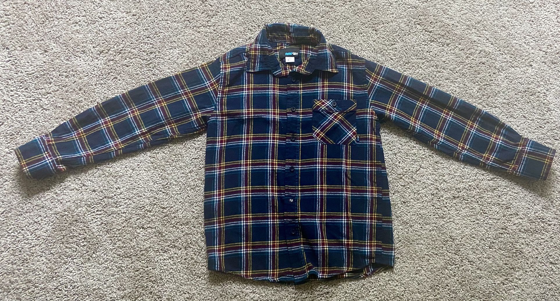 Boys Blue Plaid Long Sleeve Button Down Shirt Button Front Shirt