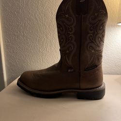 JUSTIN MEN'S GEORGE STRAIT FIREMAN DISTRESSED BROWN WATERPROOF WESTERN WORK BOOTS GR9050