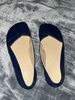 Women’s Navy Blue Leather Shapen Peony barefoot ballet flats