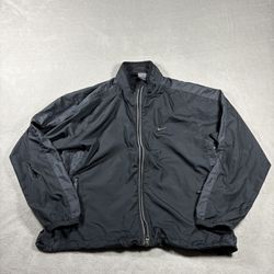 Vintage Nike Track jacket Men’s L Black full zip windbreaker swoosh Y2K #3440