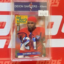 HOFer DEION SANDERS in person auto w/ custom slab