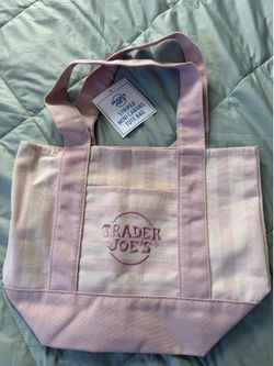 Pink striped trader Joe bag