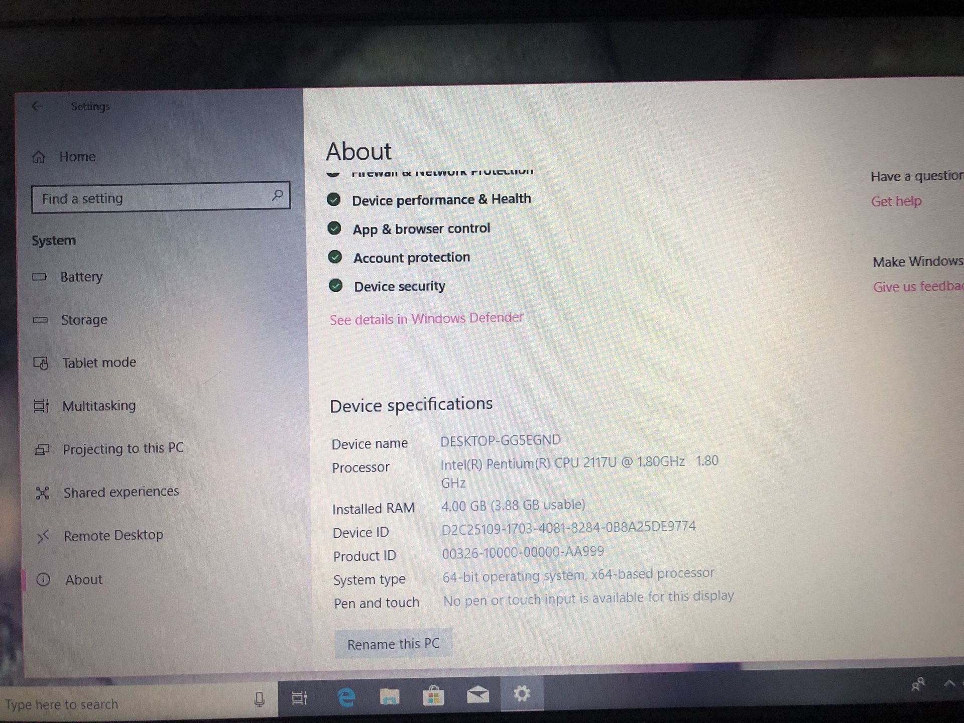 Dell Inspiron 15.6 4GB Windows 10