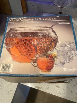 Crystal punch bowl set