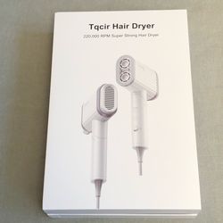 NEW*👉🏻Blow Hair Dryer Dual High-Speed Motor Folding Handle 4 Speeds 220'000 RMP 6x Faster White (Silver Lake)