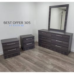 Dresser-Mirror and 2 Bedside Table-Cómoda Con Espejo Y 2 mesitas de noche