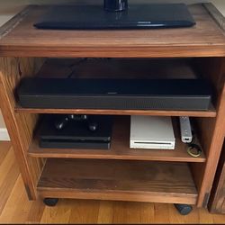 This End Up Wood TV Stand Wheeled Bookcase Bookshelf