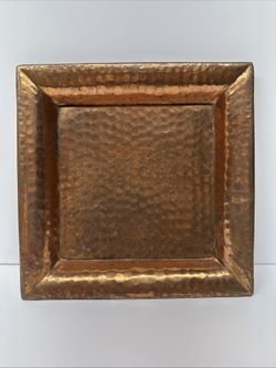 Vintage Hammered Copper Serving Tray 13.5” Square 