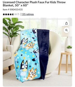 New Bluey Cloud Throw blanket with faux fur reverse blanket 50 x 60