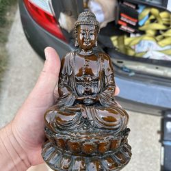 Shakyamuni Buddha With Swastika Amulet Meditating Small Statue Amitabha Decor