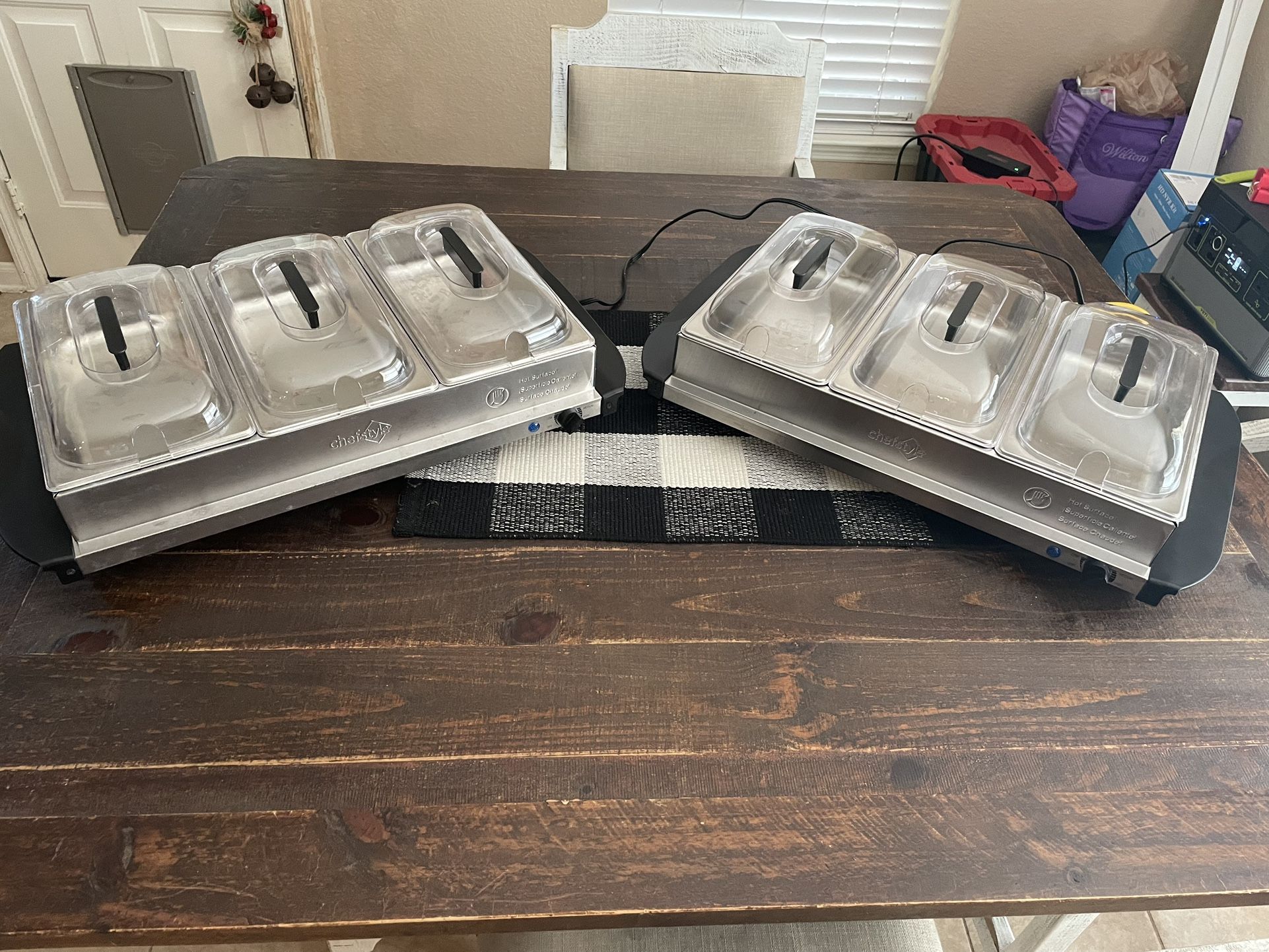 2 Chefstyle Stainless Steel Triple Buffet Server With Warming Tray