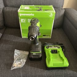 Greenworks 24V Brushless Drill/Driver, 2Ah USB Battery and Charger Included