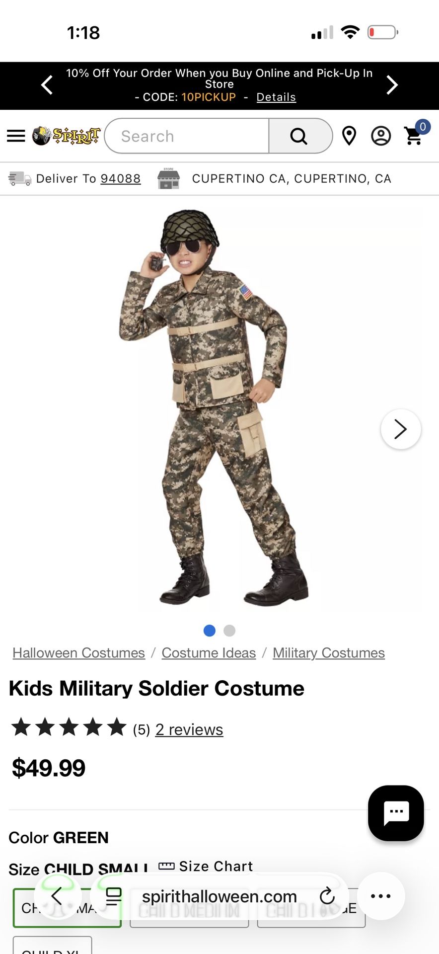 Kids Military Soldier Costume