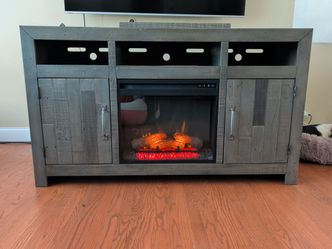 Rustic Farmhouse TV Stand w/ Electric Fireplace Insert — $250