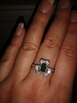 Silver filled ring genuine Emerald size 10