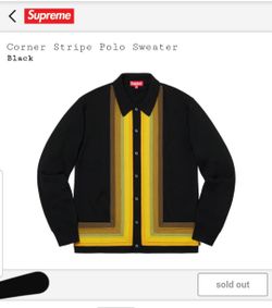 Supreme Corner Stripe Polo Sweater Black Size Medium