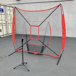 (New in box) $75 Baseball Softball (7x7’ Net & Ball Tee Set) Practice Hitting & Pitching Net w/ Carry Bag 