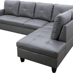 Faux Leather Sofa – Modern Couch with Sturdy Frame, Comfortable Cushioning, Easy-to-Clean Upholstery for Living Room, Apartment, Office, or Home Décor