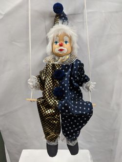 Vintage Swinging Clown with Porcelain Head