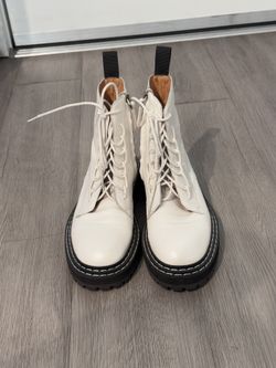 Brand New White Lace-Up Boots - 36