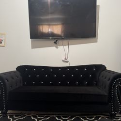 Black Velvet Sofa 
