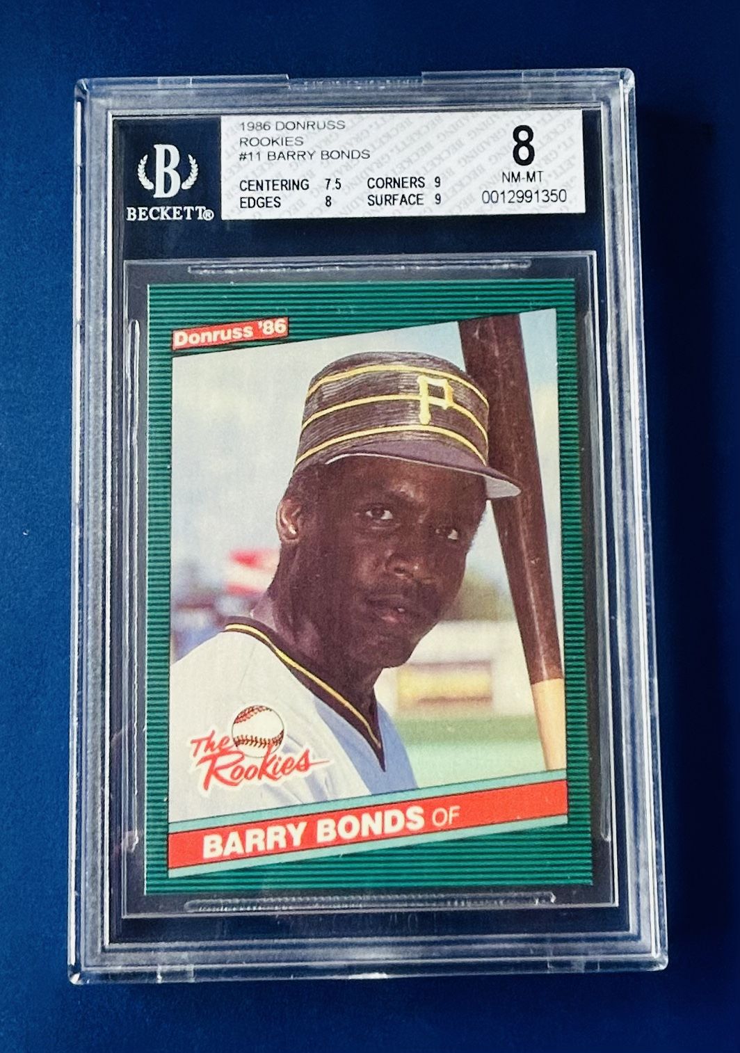 1986 Donruss Barry Bonds Rookie Baseball Card Graded Beckett 8