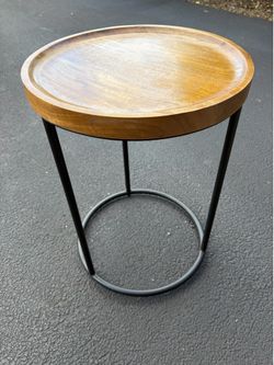 Wood round side table