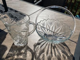 Decorative Glass pitcher & Bowl