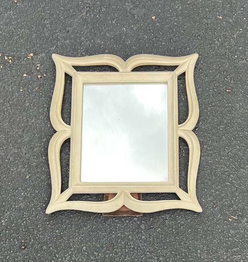 Vintage Antique Syroco Carved Wood Table Top Mirror