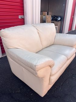White leather loveseat