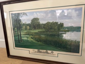 Framed 1991 U.S. Open Hazeltine Print - Signed by Linda Hartough