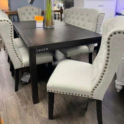 ✨️ASK FOR A DISCOUNT COUPON ✨️jeantt Black Linen Dining RooM Set < Home Decor    