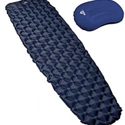 Outdoorsman Lab Sleeping Pad for Camping Ultralight Inflatable BLUE w/ Pillow. New In Box.