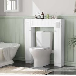 Wooden Over The Toilet Storage Cabinet Drop Door Spacesaver Bathroom White L-44