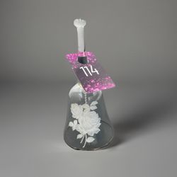 VNTG Clear Viking Bell With White Roses 6.25” Tall