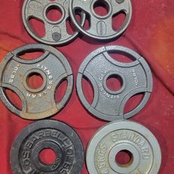 OLYMPIC 2"HOLE PLATES 50LBs 
4-10s. 2-5s   i have more if needed 
11525 S HALSTED DUNKIN DONUTS/7111.S WESTERN WALGREENS 
40$  CASH ONLY AS IS 