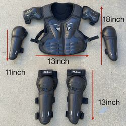 Kids Dirt Bike Gear, Adjustable Youth Motorcycle Jacket with Elbow & Knee Pads for Cycling, Skating, Scooter Riding